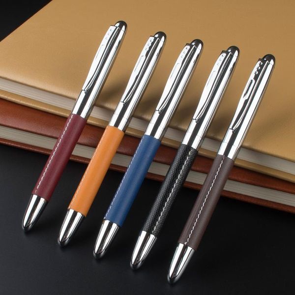 Stylos Gel Haute Qualité En Cuir Métal Rollerball Stylo À Bille De Luxe Pour L'écriture Bureau École Fournisseurs Mignon Stationnaire