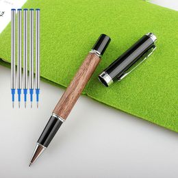 Gel pennen Jinhao luxe hout Caneta Rollerball Metal Silver Accessoires Ball Penkantoor Statoreringen Signature