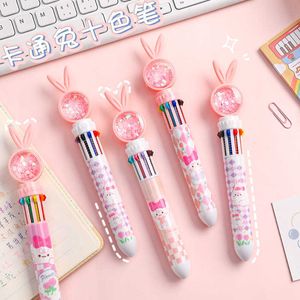 Gel Pens Kawaii dessin animé lapin rose 10 couleurs stylos à encre Gel mécanique mignon école bureau fournitures d'écriture accessoires cadeaux prix enfants J230306