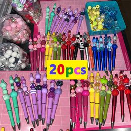 Gelpennen Pack 20 Plastic gelpen Beadable Pennen Ballpoint in elektroplatiegradiënt Kleur Kraal Pennen Plastic Diy Kralen Pennen 230816