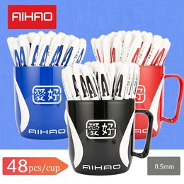 Gelpennen Acties van topmerken! 48 stks Pen AIHAO 801A 05mm Dop Neutrale Inkt Examen Essentiële School en Kantoorbenodigdheden voor Smooth 230807