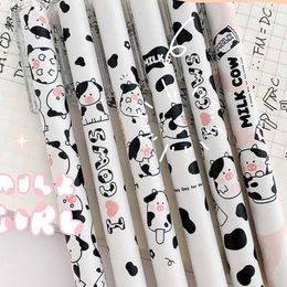 Stylos à Gel blanc noir vaches à lait presse stylo à Gel stylo d'écriture papeterie scolaire 05mm encre noire J230306