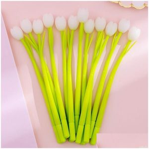 Stylos à gel En gros 20 pcs Pointe créative Sile Fleur Stylo Petit Frais Mignon Étudiant Examen Signe Stationnaire 210330 Drop Delivery Off Ot9Dv