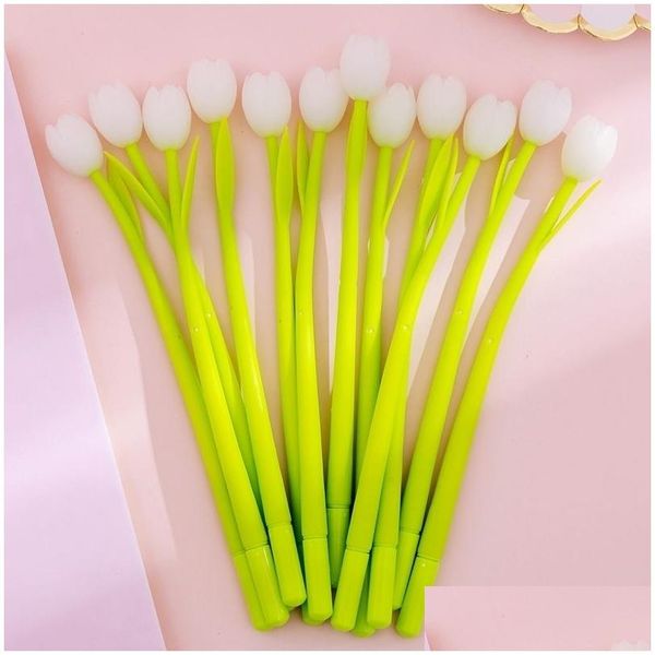 Stylos gel En gros 20 pcs Pointe créative Sile Fleur Stylo Petit Frais Mignon Étudiant Examen Signe Stationnaire 210330 Drop Delivery Off Otqeo