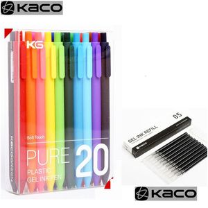 Stylos gel En gros 20pcs / set Kacogreen Pen Kaco Sign 0.5mm Signature Premec Smooth Suisse Recharge Mikuni Japon Encre Colorf Drop Deliv Dhn3A