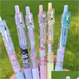 Stylos gel en gros 6 pcs / set dessin animé mignon étudiant colorf stylos gel fournitures d'écriture lisse couleurs 0,5 mm papeterie papelaria matériel S Dhktq