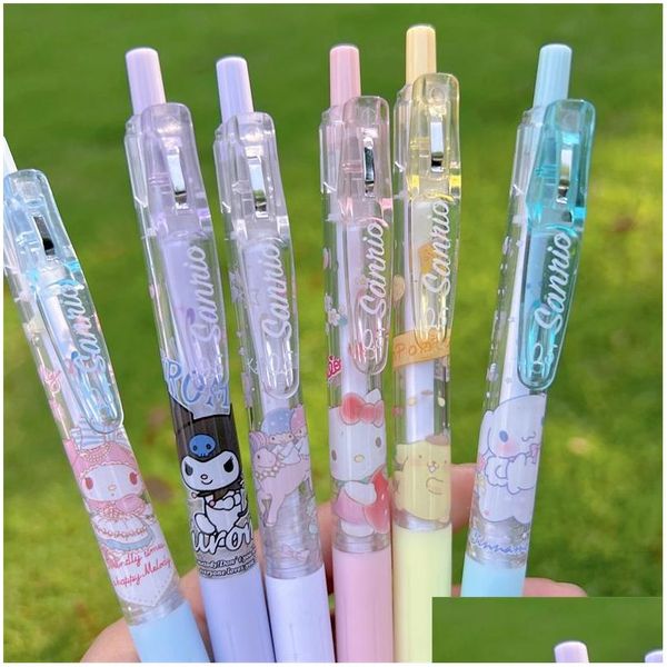 Stylos gel en gros 6 pcs / set dessin animé mignon étudiant colorf fournitures d'écriture lisse couleurs 0.5mm papeterie papelaria matériel école d dhyg7