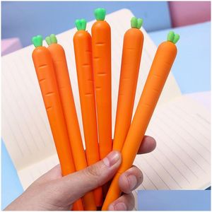 Stylos à gel en gros stylo à bille à bille de carotte 0,5 mm orange en forme de légume étudiant papeterie stylos à gel cadeau de Noël école de bureau Dhvgl