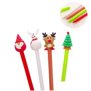 Gel stylènes en gros cadeau de Noël Cartoon Ballpoint Pen Santa Claus Elk Office School Supplies 4 styles Drop Livilar Business Indus Dhzon