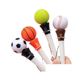 Stylos à gel Stylo à bille de boxe d'éjection en gros 18 cm Stylos pour enfants Cadeau de Noël Football Basketball Baseball Tennis Plastique Creativ Dh2Gt