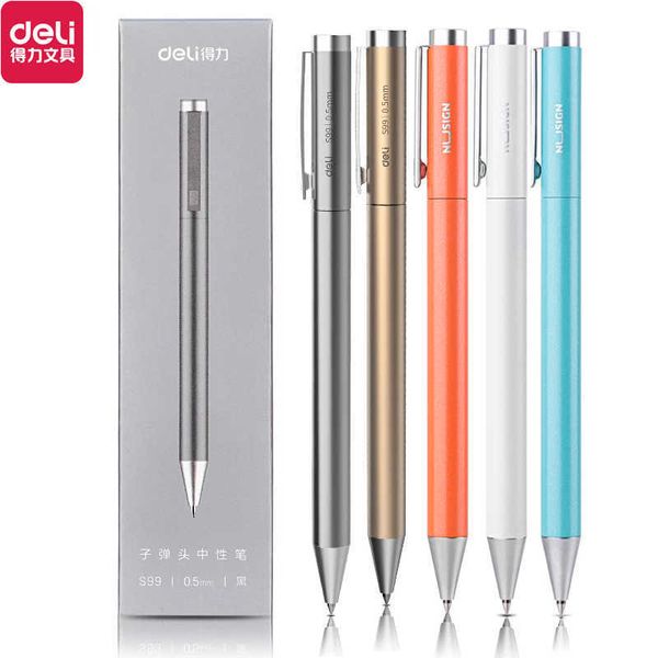 Bolígrafos de gel Xiaomi Deli Metal Gel Pen Rollerball Caneta Bolígrafo 05MM Bolígrafos de firma para estudiantes de oficina Suministros estacionarios de negocios J230306