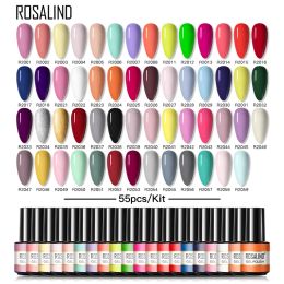 Gel Rosalind 55 PCS/Lot Nail Kit 7ml gel nagellak Set voor manicure Soak Semi Permanent Nail Art Gel Nail Lak Lakvernissen af