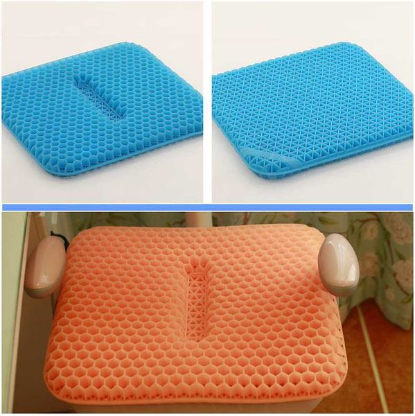 Coussin de siège en gel - Coussin de siège antidérapant double orange en nid d'abeille pour la voiture ou la chaise de bureau Sciatique Soulagement des douleurs dorsales 210611