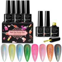 Gel Supwee 8pcs Giltter Gel Polon de vernis à ail