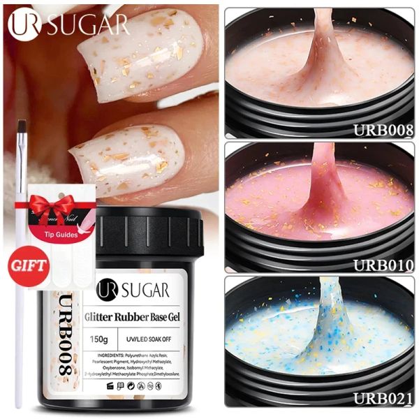 Gel ur azúcar 150g Gold Glitter Base de goma Paquete de recarga de gel Milky White White Nail Art Sembra Off UV LED Manicura de uñas