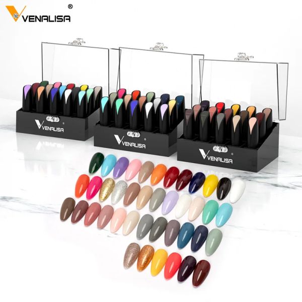 Gel venalisa 15 ml de gel de clavo de gel set de caja acrílica alta clásica remojo gel de led uv para salón de uñas seda mate top bata kit de regalo