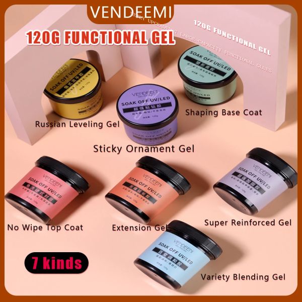 Gel Vendenei 120g Haute capacité supérieure et couche basale de diamant collant de diamant trempage de gel à LED UV vernis à ongles en gel pour le vernis de manucure