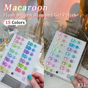 Gel vendeeni 15 kleuren/set macaron kleur gebroken diamant gel nagellak glitter UV afwezigheid van gel vernis reflecterende flitsgellak