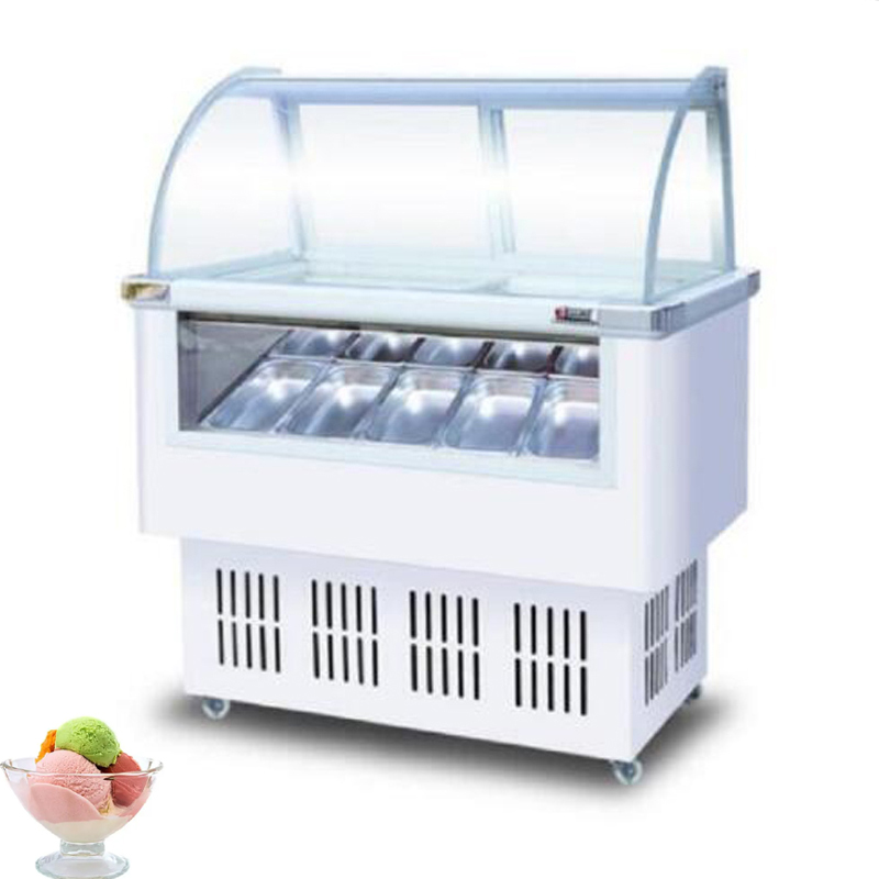 Gelato And Popsicle Showcase Glass Door Ice Cream Display Cabinet Ice Porridge Cold Drink Freezer Ice Cream Storage Machine