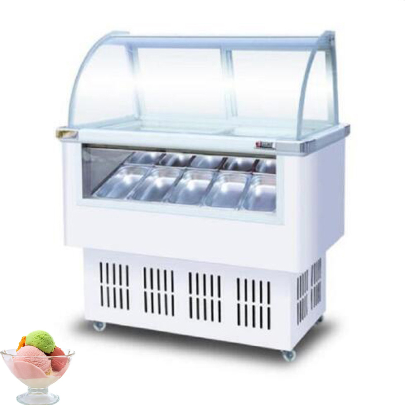 Gelato- en ijslollyvitrine Glazen deur ijsvitrinekast Ijspap Koude drank Vriezer Ijsopslagmachine