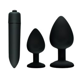 gelugee 3 unids Anal Plug Vibradores Bolas de Silicona Butt Plug Consolador Vibrador Masajeador Sexo Anal Juguetes Adultos Sex Shop S181019052441375