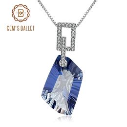 GEM'S BALLET 21.20Ct Natura Iolite bleu mystique Quartz pierre précieuse pendentif collier 925 en argent Sterling bijoux fins pour les femmes S18101307