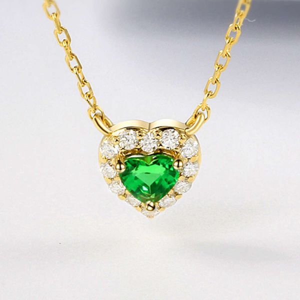 Bijoux en pierre précieuse en or véritable, boutique en ligne, collier en forme de cœur en diamant Tsavorite naturel pour femmes