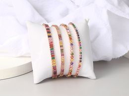 Pulseras de tenis Gem Stone King, circonita cúbica redonda multicolor brillante, pulsera de tenis para mujer, joyería de cadena de mano DZH045