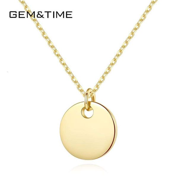 GemTime – collier élégant en or massif 14K, Design rond, bijoux en or K, vente en gros