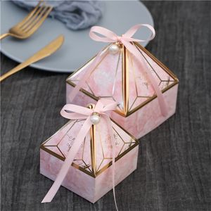 Gem Tower Boîte à bonbons bronzante Petite carte de mariage en carton DecorationPaper Gift Packaging Event Party Supplies 220728