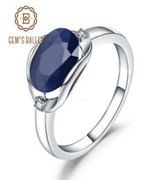 GEM039S Ballet 925 Anillos de compromiso de plata esterlina 324CT Natural Blue Sapphire Gemstone Anillo para mujeres Joyas finas CJ1912054194955