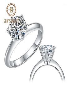 Gem039S Ballet 925 Sterling Silver Moissanite Ring 1CT 2CT 3CT Ronde Moissanite Diamond Solitaire verlovingsringen voor dames19432809