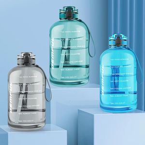 GEMFUL 3 liter grote waterfles Inspirerend BPA-vrij met tijdmarkering en rietje Draagbare kan voor buitensport Fitness 240129