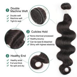 Gemlong Body Wave Bundles Human Hair Weave Bundles Brazilian Weave Extensions 1/3/4 PCS Remy CAISA EXTENSIONES DE OVILLA DEL CUBIERSO DE 8-30 PULMA