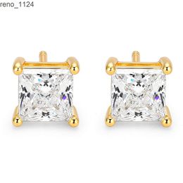 Gemnel 925 zilveren 18kt gouden moissanite diamant hypoallergeen minimalistisch geslepen vierkante herenoorknopjes
