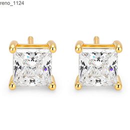 Gemnel 925 argent 18ct or moissanite diamant hypoallergénique coupe minimaliste carré boucles d'oreilles pour hommes