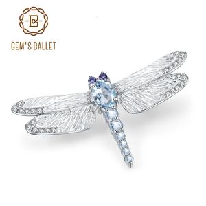 Gems Ballet 141ct Natural Sky Blue Topaze Brooch 925 Sterling Sliver Design Handmade Design Broches For Women Fine Jewelry 240418