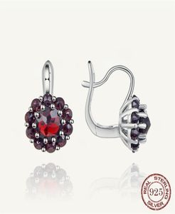 GEMS BALLET 925 boucles d'oreilles en argent Sterling avec pierres précieuses 6mm rondes boucles d'oreilles en grenat noir naturel pour femmes bijoux fins 2204297352499