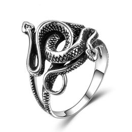 Gems Ballet Mens Snake Ring 925 Sterling Silver Double Head Animal Rings Retro Vintage Creative Cadeau voor paar 240420