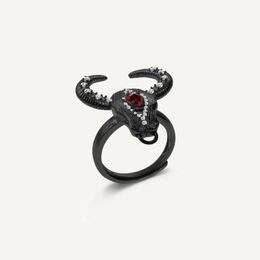 Gems Ballet Natural Red Garnet Gemstone Bull Head Ring Open Ajustement 925 Silver Sterling Handmade For Women Fine Jewelry240412