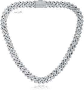 Gemsme vol Iced Out Cubic Zirconia Cuban Link Chain Hip Hop 18K White Gold Plated Miami Cuban Link Chain Necklace for Men Women