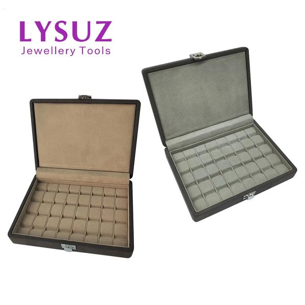 Présentoir de pierres précieuses contenant une boîte de rangement de diamants en vrac, sac de rangement à rainure en V, plateau d'emballage de bijoux en cuir microfibre 240327