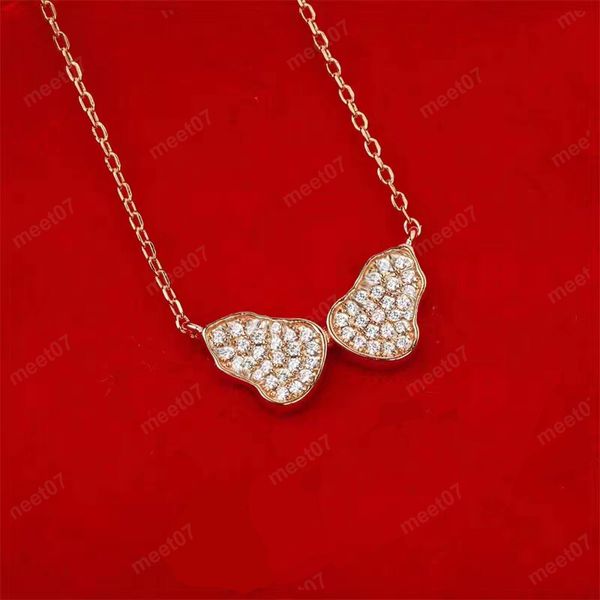 Collar con colgante de diseño de diamantes de doble calabaza con piedras preciosas, collar de cristal con piedra de nacimiento fina, regalos de cumpleaños y aniversario para mujeres