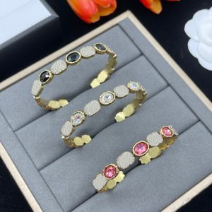 Gemstone Full Diamond Double Lettre Designer Amant Bracelet Bracelet Lettres Or Luxe Braclets Pour Femme Bijoux De Mode Cadeaux GUB4 -03