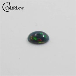 Gemystones 5 mm * 7 mm Traité naturelle Black Opal Loose Gemstone pour les bijoux faisant des pierres précieuses de l'opale noire teinte en gros