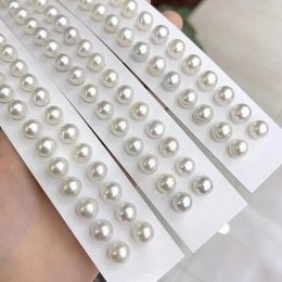 Pierres précieuses naturelles 910 mm rond authentique perle blanche pour femmes anneau de pendentif perles lâches