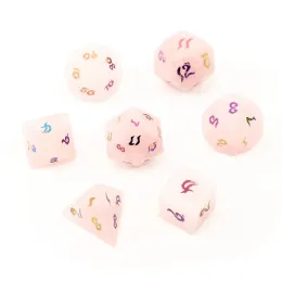 Gemles de pierres précieuses Rose Natural Rose Polyéddral Loose Gemme Gemles Dice 7pcs Donjés Dragons Placing Poultes Dice Dice Set DND RPG Jeux ornements