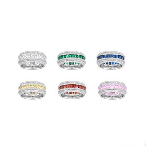 Edelstenen ring 925 Sterling zilveren feest trouwringen voor vrouwelijke mannen beloven verloving sieraden verjaardag gif