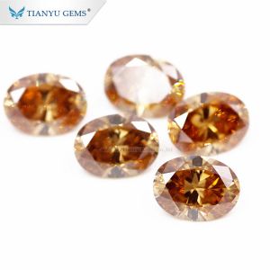 Gemstones Tianyu Gems 5x7 mm Oval Champagne Moissanite Diamond 1ct Piedra preciosa suelta GRA Diamantes sintéticos personalizados para mujeres Anillo Joyería fina