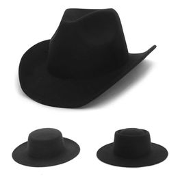 Gemvie Wool Blend Fedoras brede rand Cowboy -hoed voor vrouwen Men Panama 240423